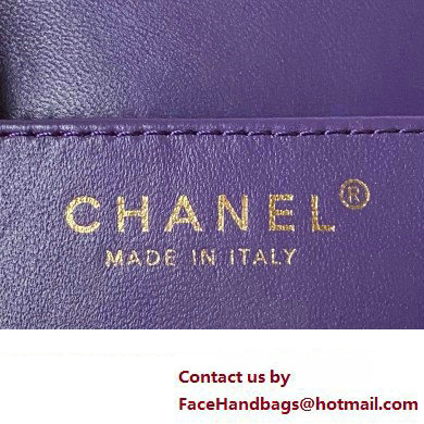 Chanel Lambskin  &  Gold-Tone Metal Baguette Bag AS4611 purple 2024